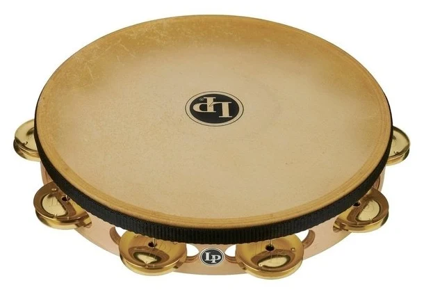 LATIN PERCUSSION TAMBOURINE PRO 10 IN SINGLE ROW WITH HEAD LP383-BR