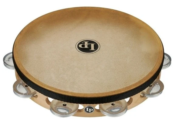 LATIN PERCUSSION TAMBOURINE PRO 10 IN SINGLE ROW WITH HEAD LP383-AL