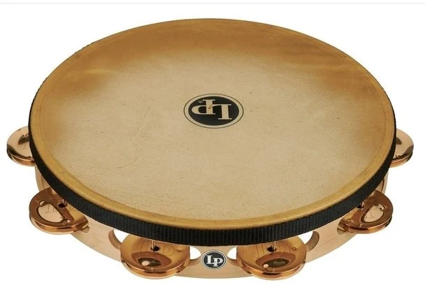 LATIN PERCUSSION TAMBOURINE PRO 10 IN SINGLE ROW WITH HEAD LP383-BZ