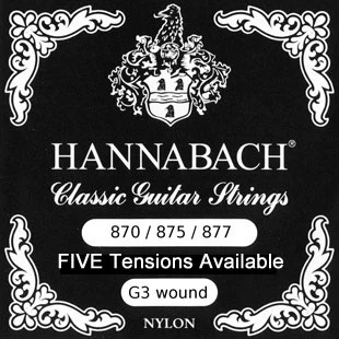 HANNABACH STRINGS FOR CLASSIC GUITAR G/3 NYLON WOUND chrome 875HT