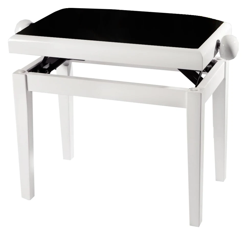 GEWA Piano Bench Deluxe White Matt Black Cover