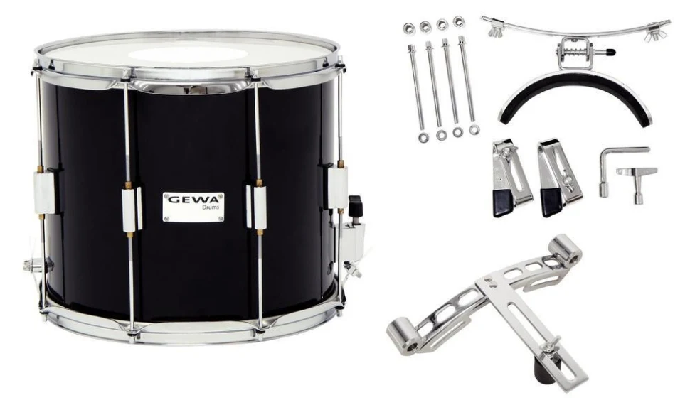 GEWA Marching Parade Drum Birch Black Chrome 14x12"