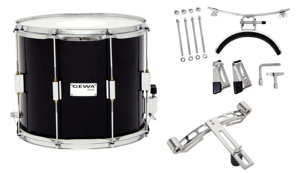 GEWA Marching Parade Drum Birch Black Chrome 14x10"