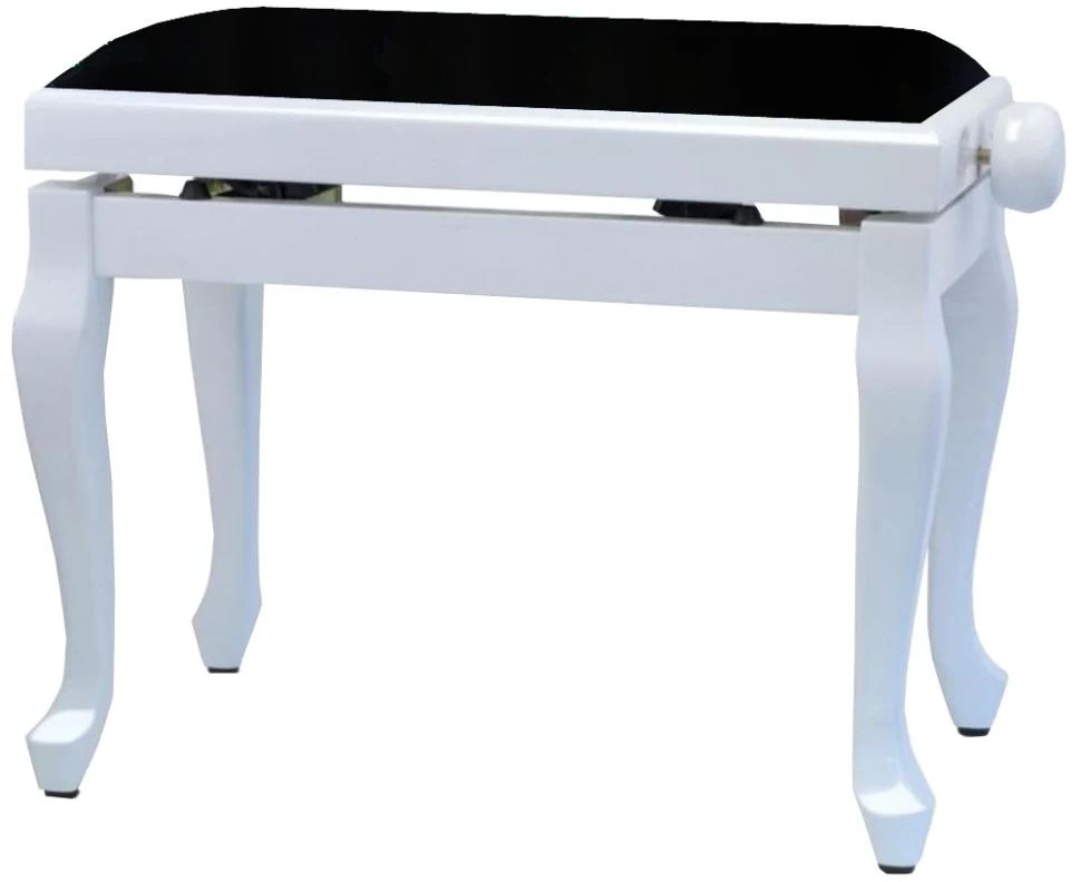 GEWA Piano Bench Deluxe Classic White High Gloss Black Cover