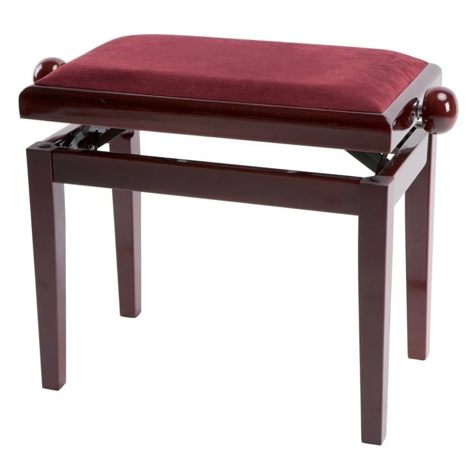 GEWA Piano Bench Deluxe Mahogany High Gloss Bordeaux Cover